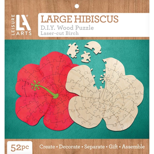 Leisure Arts&#xAE; Large Hibiscus D.I.Y. Wood Puzzle